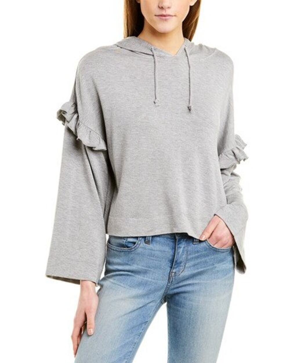 BB DAKOTA Size XS Super Soft Fleece Pullover Hoodie Light Heather Gray NWT